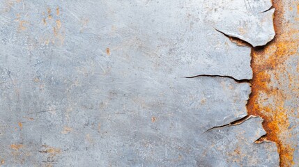 Obraz premium Brushed steel surface with deep scratches and wear on the right side, rugged industrial aesthetic, ideal for mechanics and heavy machinery