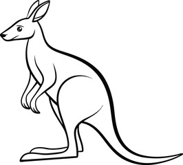 Line drawing, kangaroo, marsupial, Australia, wildlife, animal, black and white, illustration, carto
