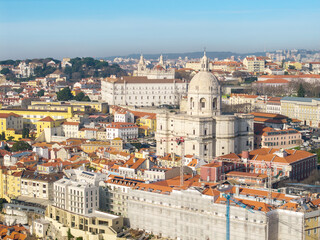 Fototapeta premium Aerial of Church of Santa Engrácia, panteao, Lisbon, Lisboa Portugal
