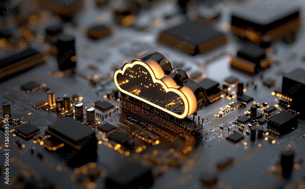 Aufkleber A conceptual image is presented through a 3D rendering of the cloud computing and network security concept