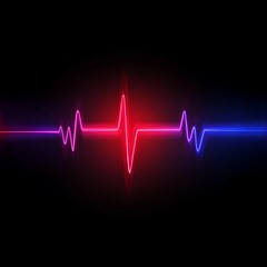 Abstract red heartbeat signal on a dark background with a futuristic feel, suitable for healthcare and medical themes