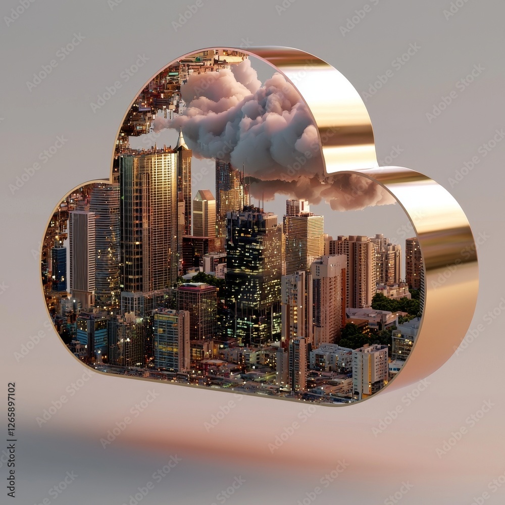 Poster link up with the cloud computing idea, a digital image made using stock