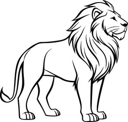 Majestic African Lion, Black and White, Wildlife, King, Pride, Nature, Animal, Powerful, Wild Cat, D