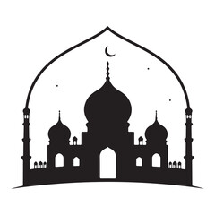 Islamic Crescent Moon with Mosque