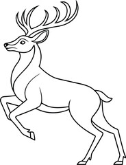 Majestic Deer Animal Illustration with Prominent Antler and Graceful Movement