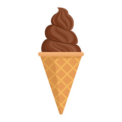 Delicious ice cream in a wafer cone