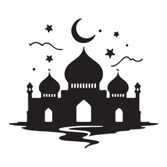 Eid Mubarak Mosque Silhouette