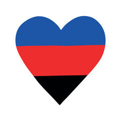 Colorful heart shape Polyamory pride flag Happy pride day LGBTQ community Pride Month Vector hand drawn doodle for posters, stickers, logo, cards