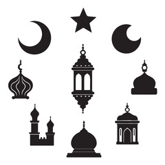 Islamic sunset, moon, holy night, mosque shadow, and panoramic Islamic wallpaper