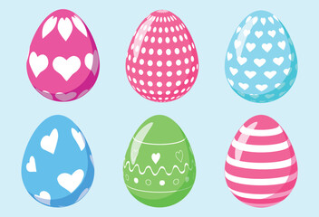 Colorful set of six Easter eggs