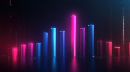 Fototapeta premium Abstract Neon Equalizer: Modern Glowing Column Chart Visualisation