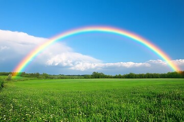 Naklejka premium Maui Rainbow. Bright Day with Rainbow over Maui Mountains and Hills 
