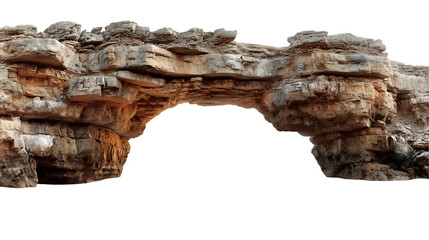Coastal Rock Arch Ocean View Beach Scene, Natural Landscape with Sea and Cliffs, isolated on transparent background.