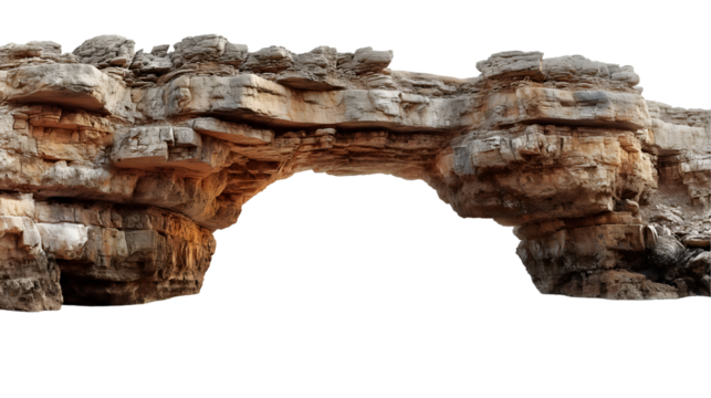 Coastal Rock Arch Ocean View Beach Scene, Natural Landscape with Sea and Cliffs, isolated on transparent background.