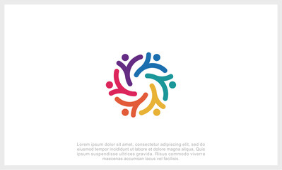 Community logo icon vector isolated. Abstract people colorful logo icon design minimal style illustration.