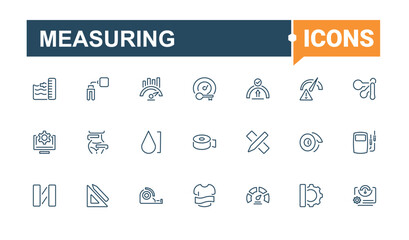 Measuring simple icon. Containing equipment, hour, bell, measure, watch, ruler, health. Web icons. Minimalist editable vector stroke.