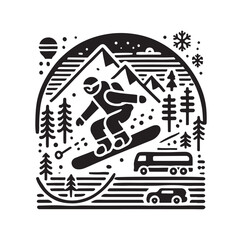 Snowboarding elements silhouette vector illustration