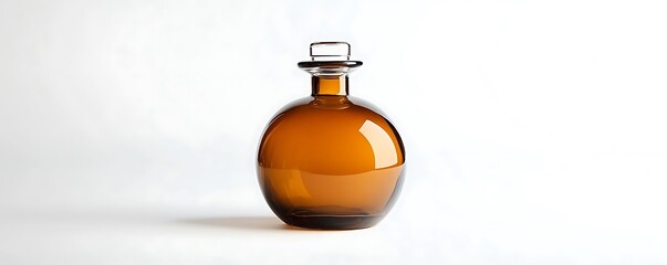 Vintage-inspired, round glass bottle with a polished, reflective surface against a crisp white background.