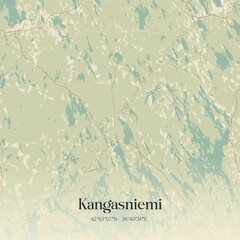 Vintage map of Kangasniemi, Finland.