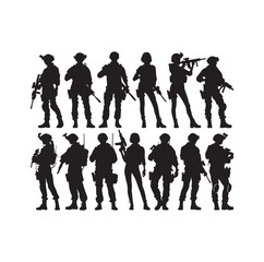 Soldier silhouettes vector illustration