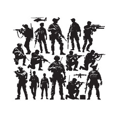 Soldier silhouettes vector illustration