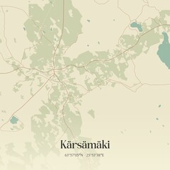 Fototapeta premium Vintage map of Kärsämäki, Finland.