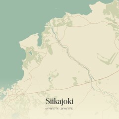 Obraz premium Vintage map of Siikajoki, Finland.