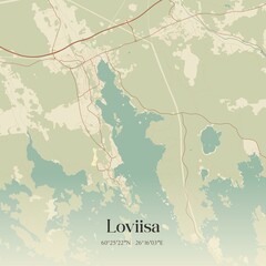 Vintage map of Loviisa, Finland.