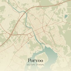 Vintage map of Porvoo, Finland.