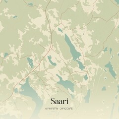 Vintage map of Saari, Finland.