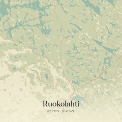 Vintage map of Ruokolahti, Finland.