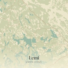 Vintage map of Lemi, Finland.