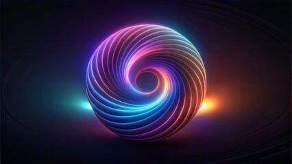 3D Glowing Spiral Pattern with Vibrant Neon Colors