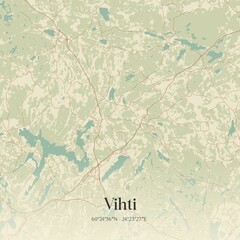 Vintage map of Vihti, Finland.