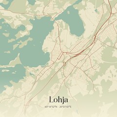 Vintage map of Lohja, Finland.