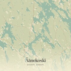 Vintage map of Äänekoski, Finland.
