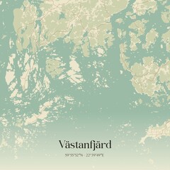 Vintage map of Västanfjärd, Finland.