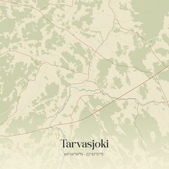 Vintage map of Tarvasjoki, Finland.