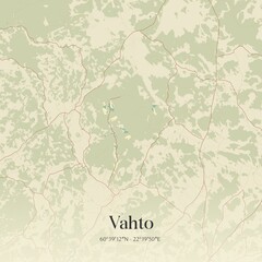 Obraz premium Vintage map of Vahto, Finland.