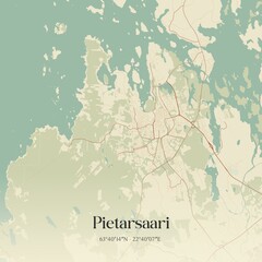 Vintage map of Pietarsaari, Finland.