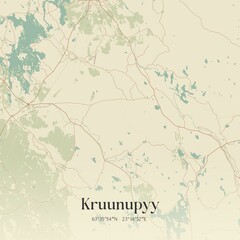 Fototapeta premium Vintage map of Kruunupyy, Finland.
