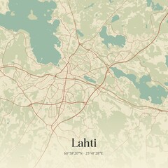 Fototapeta premium Vintage map of Lahti, Finland.