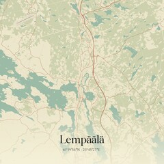 Vintage map of Lempäälä, Finland.