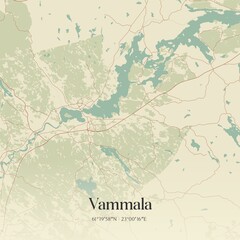 Vintage map of Vammala, Finland.