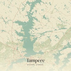 Vintage map of Tampere, Finland.