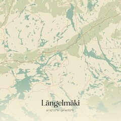 Vintage map of Längelmäki, Finland.