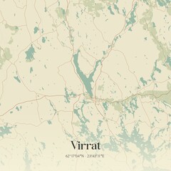 Vintage map of Virrat, Finland.