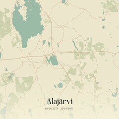 Vintage map of Alajärvi, Finland.