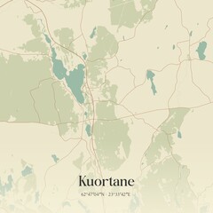 Vintage map of Kuortane, Finland.