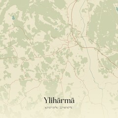 Vintage map of Ylihärmä, Finland.